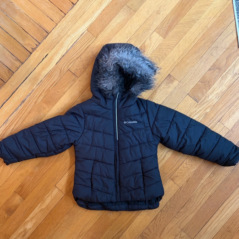 Columbia Black Jacket with Faux Fur Trim